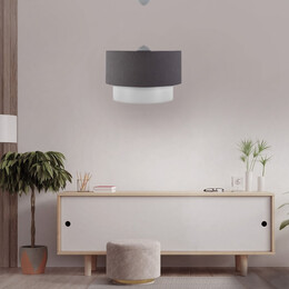 Φωτιστικό Οροφής Whitehouse Megapap Υφασμάτινο Μονόφωτο Χρώμα Γκρι 30x20x55εκ.