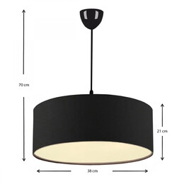 Φωτιστικό Οροφής Monahan Megapap Υφασμάτινο Μονόφωτο Χρώμα Μαύρο 38x21x70εκ.