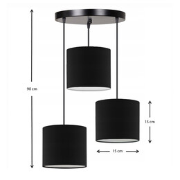 Φωτιστικό Οροφής Rosie Megapap Υφασμάτινο Τρίφωτο Χρώμα Μαύρο 15x15x90εκ.