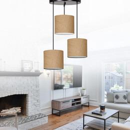 Φωτιστικό Οροφής Rosie Megapap Γιούτα Ύφασμα Τρίφωτο Χρώμα Φυσικό 15x15x90εκ.