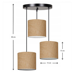 Φωτιστικό Οροφής Rosie Megapap Γιούτα Ύφασμα Τρίφωτο Χρώμα Φυσικό 15x15x90εκ.