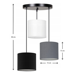 Φωτιστικό Οροφής Rosie Megapap Υφασμάτινο Τρίφωτο Χρώμα Γκρι/μαύρο 15x15x90εκ.