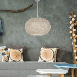 Φωτιστικό Οροφής Gibson Megapap από Σχοινί Μονόφωτο Χρώμα Μπεζ 40x21x70εκ.