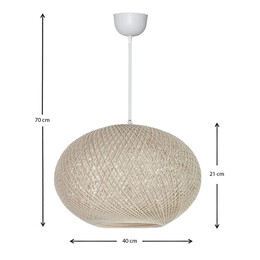 Φωτιστικό Οροφής Gibson Megapap από Σχοινί Μονόφωτο Χρώμα Μπεζ 40x21x70εκ.