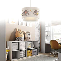 Φωτιστικό Οροφής Goofy Megapap Υφασμάτινο Μονόφωτο με Χαρούμενα Ελεφαντάκια 30x20x70εκ.