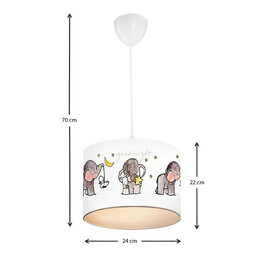 Φωτιστικό Οροφής Goofy Megapap Υφασμάτινο Μονόφωτο με Χαριτωμένα Ελεφαντάκια 24x22x70εκ.