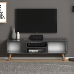 Έπιπλο Τηλεόρασης Loren Megapap Μελαμίνης Χρώμα Ανθρακί εφέ Μαρμάρου 120x30x40εκ.