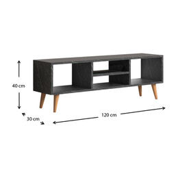 Έπιπλο Τηλεόρασης Loren Megapap Μελαμίνης Χρώμα Ανθρακί εφέ Μαρμάρου 120x30x40εκ.