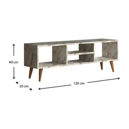 Έπιπλο Τηλεόρασης Loren Megapap Μελαμίνης Χρώμα Λευκό εφέ Μαρμάρου 120x30x40εκ.
