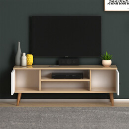 Έπιπλο Τηλεόρασης Parma Megapap Μελαμίνης Χρώμα White - oak 120x30x40εκ.