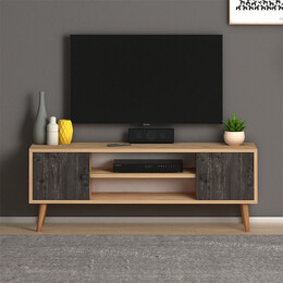Έπιπλο Τηλεόρασης Parma Megapap Μελαμίνης Χρώμα Industrial Grey - oak 120x30x40εκ.