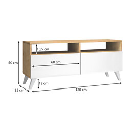 Έπιπλο Τηλεόρασης Encoy Megapap από Μελαμίνη Χρώμα Sonoma - Λευκό 120x35x50εκ.
