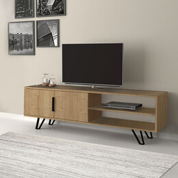 Έπιπλο Τηλεόρασης Foot Megapap από Μελαμίνη Χρώμα Sonoma 160x35x49εκ.