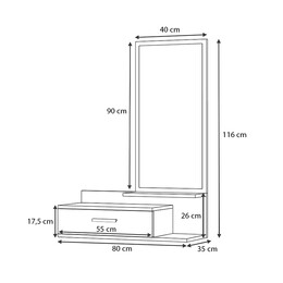 Έπιπλο Εισόδου - Τουαλέτα Μελαμίνης joy Megapap με Καθρέφτη Χρώμα Γκρι - Λευκό 80x35x116εκ.