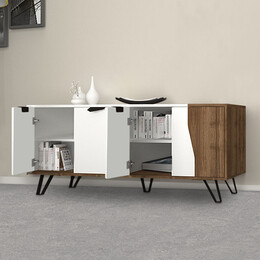 Μπουφές Μελαμίνης Jasmine Megapap Χρώμα Λευκό - Καρυδί 160x45x78εκ.