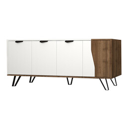 Μπουφές Μελαμίνης Jasmine Megapap Χρώμα Λευκό - Καρυδί 160x45x78εκ.