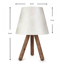 Φωτιστικό Επιτραπέζιο Lander Megapap Ύφασμα Pvc/ξύλο Χρώμα Λευκό/καφέ 22x14x32εκ.