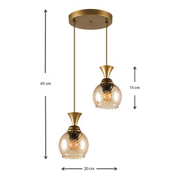 Φωτιστικό Οροφής Kyran Megapap e27 Μεταλλικό Δίφωτο Χρώμα Χρυσό 20x20x65εκ.