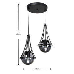 Φωτιστικό Οροφής Chavi Megapap e27 Μεταλλικό Δίφωτο Χρώμα Μαύρο 40x40x80εκ.
