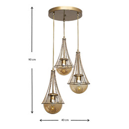 Φωτιστικό Οροφής Chavi Megapap e27 Μεταλλικό Τρίφωτο Χρωμα Χρυσό 40x40x90εκ.