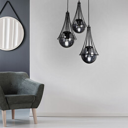 Φωτιστικό Οροφής Chavi Megapap e27 Μεταλλικό Τρίφωτο Χρωμα Μαύρο 40x40x90εκ.