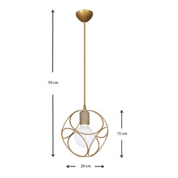 Φωτιστικό Οροφής Lusita Megapap e27 Μεταλλικό Μονόφωτο Χρώμα Χρυσό 20x20x70εκ.