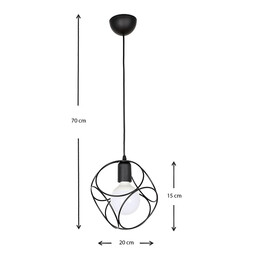 Φωτιστικό Οροφής Lusita Megapap e27 Μεταλλικό Μονόφωτο Χρώμα Μαύρο 20x20x70εκ.