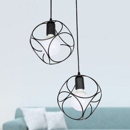 Φωτιστικό Οροφής Lusita Megapap e27 Μεταλλικό Δίφωτο Χρώμα Μαύρο 35x35x70εκ.