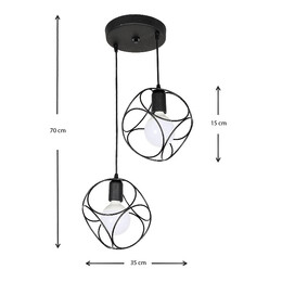 Φωτιστικό Οροφής Lusita Megapap e27 Μεταλλικό Δίφωτο Χρώμα Μαύρο 35x35x70εκ.