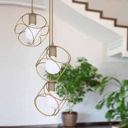 Φωτιστικό Οροφής Lusita Megapap e27 Μεταλλικό Τρίφωτο Χρώμα Χρυσό 35x35x90εκ.