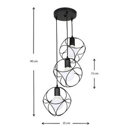 Φωτιστικό Οροφής Lusita Megapap e27 Μεταλλικό Τρίφωτο Χρώμα Μαύρο 35x35x90εκ.