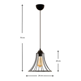 Φωτιστικό Οροφής Gerel Megapap e27 Μεταλλικό Μονόφωτο Χρώμα Μαύρο 24x24x70εκ.