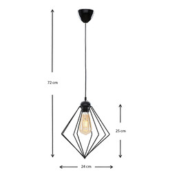 Φωτιστικό Οροφής Nura Megapap e27 Μεταλλικό Μονόφωτο Χρώμα Μαύρο 24x24x72εκ.