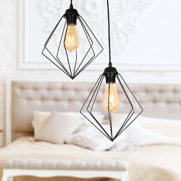 Φωτιστικό Οροφής Nura Megapap e27 Μεταλλικό Δίφωτο Χρώμα Μαύρο 40x40x70εκ.