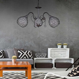 Φωτιστικό Οροφής Dagobert Megapap e27 Μεταλλικό Τρίφωτο Χρώμα Ασημί 53x53x61εκ.