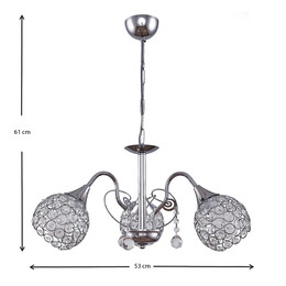 Φωτιστικό Οροφής Dagobert Megapap e27 Μεταλλικό Τρίφωτο Χρώμα Ασημί 53x53x61εκ.
