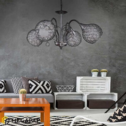 Φωτιστικό Οροφής Dagobert Megapap e27 Μεταλλικό Τετράφωτο Χρώμα Ασημί 58x58x61εκ.