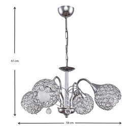 Φωτιστικό Οροφής Dagobert Megapap e27 Μεταλλικό Τετράφωτο Χρώμα Ασημί 58x58x61εκ.