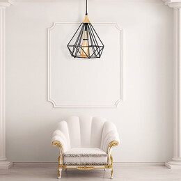 Φωτιστικό Οροφής Hideki Megapap e27 Μεταλλικό Μονόφωτο Χρώμα Μαύρο 22x22x80εκ.