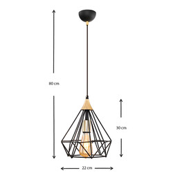 Φωτιστικό Οροφής Hideki Megapap e27 Μεταλλικό Μονόφωτο Χρώμα Μαύρο 22x22x80εκ.