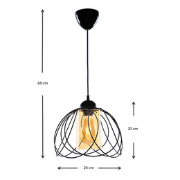 Φωτιστικό Οροφής Abilene Megapap e27 Μεταλλικό Μονόφωτο Χρώμα Μαύρο 26x26x68εκ.