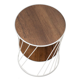 Βοηθητικό Τραπεζάκι Jaspin Megapap Μεταλλικό - mdf Χρώμα Λευκό - Καρυδί 32x32x44εκ.