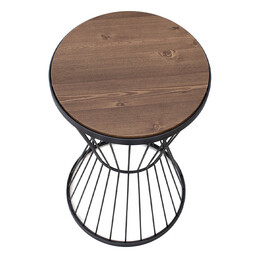 Βοηθητικό Τραπεζάκι Hoffman Megapap Μεταλλικό - mdf Χρώμα Μαύρο - Καρυδί 35x35x58εκ.