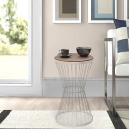 Βοηθητικό Τραπεζάκι Hoffman Megapap Μεταλλικό - mdf Χρώμα Λευκό - Καρυδί 35x35x58εκ.