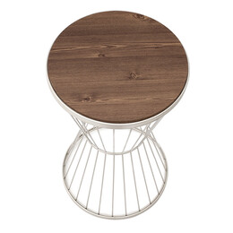 Βοηθητικό Τραπεζάκι Hoffman Megapap Μεταλλικό - mdf Χρώμα Λευκό - Καρυδί 35x35x58εκ.