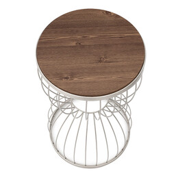 Βοηθητικό Τραπεζάκι Pino Megapap Μεταλλικό - mdf Χρώμα Λευκό - Καρυδί 35x35x58εκ.