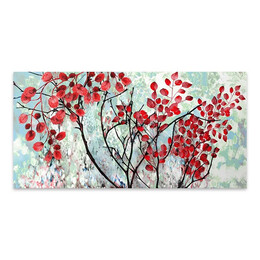 Πίνακας σε Καμβά "red Leaves" Megapap Ψηφιακής Εκτύπωσης 100x50x3εκ.