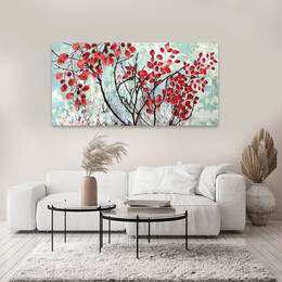 Πίνακας σε Καμβά "red Leaves" Megapap Ψηφιακής Εκτύπωσης 100x50x3εκ.