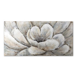 Πίνακας σε Καμβά "silver Flowers" Megapap Ψηφιακής Εκτύπωσης 140x70x3εκ.
