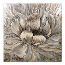 Πίνακας σε Καμβά "golden Flowers" Megapap Ψηφιακής Εκτύπωσης 100x100x3εκ.